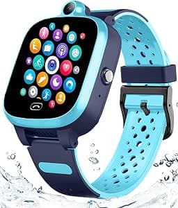 Kids 4G GPS Smart Watch, Waterproof Phone Smartwatch, Worldwide Real-time Tracking Video Phone Call Camera SOS Alarm Geo-Fence Touch Screen Pedometer Anti-Lost GPS Tracker Watch for Birthday Gift