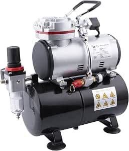 Fengda FD-189 Airbrush Mini Compressor with Air Tank, Powerful Air Flow and Air Pressure, Pressure Vessel, 4 Bar Car Stop, 6 Bar Maximum