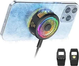 Black Shark FunCooler 5 Magnetic Cell Phone Cooler for Gaming, Portable Mobile Phone Cooling Fan with RGB Light, Cellphone Radiator for iPhone Magnetic Series/Android/Tablet/iPad (Black)