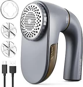 POPCHOSE Fabric Shaver, Lint Remover for Clothes, Lint Shaver with 6-Leaf Blades, 2 Speed Sweater Shavers to Remove Pilling for Clothing, Couch, Furniture, Fuzz, USB Rechargeble, Gray…