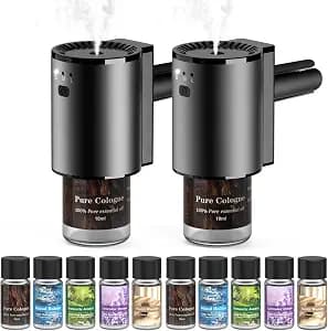Car Air Freshener, Smart Car Air Freshener for Vent Clips, 1200 Sprays Per Charge, Car Fresheners with Auto On/Off, 5 Scents, 10 Refill Bottles (2Pack)