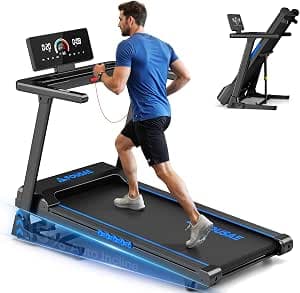 Treadmill, FOUSAE 5 in 1 Foldable 7.5 MPH Treadmill for Home with App Compatible, 12 Programes, Powerful 2.5 HP Portable Walking Pad with Manual Incline, Magnetic Remote Control Double Operation
