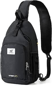 SKYSPER Sling Bag RFID Crossbody Sling Backpack Cross Body Shoulder Bag Travel Hiking Daypack for Women Men(Black,Medium)