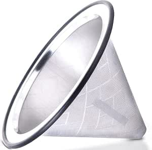 Compatible with Hario V60, Chemex Pour Over Coffee Filter - Wide Metal Base Reusable Stainless Steel Coffee Dripper - Paperless Coffee Filter for Sustainable Brewing