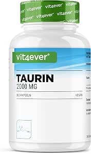 vit4ever Taurine - 365 Capsules - Extra High Dosed at 2000 mg per Daily Dose (2 Capsules) - Over 99% Purity - No Unnecessary Additives, Vegan