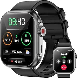 Smart Watches for Men Women with 100-Day Standby, Bluetooth Calls, 1.85" HD Fitness Tracker with 24/7 Heart Rate/Sleep Monitor, 110+ Sports Modes, IP68 Waterproof, Compatible with Android/iOS (Black)