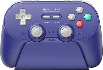 8BitDo Pro 3 Bluetooth Controller for Switch/Switch 2 – TMR Joysticks, Swappable ABXY Buttons, Pro Back Buttons, Charging Dock, Hall Effect Triggers, for Windows, Apple, SteamOS, Android (Purple)