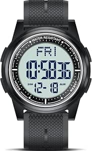 WIFORT Mens Watches Waterproof for Sports Digital Watch for Men Ultra-Thin & Wide Angle Vision Military Watch, Countdown Dual Time Split Time Stopwatch Backlight Alarm