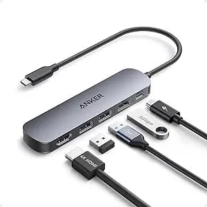 Anker USB C Hub 5-in-1 USB Hub for Laptops, 4K HDMI USB-C Multiport Adapter | 90W Max Power Delivery, 3 USB A Data Ports USB C Dongle, Compact for MacBook, Dell, and More (Charger Not Included)