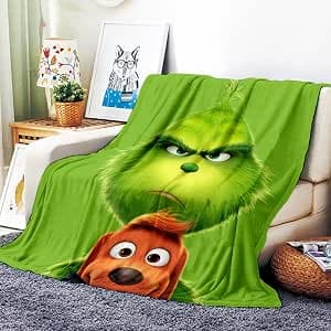 The Grinch High-Quality Warm Soft Flannel Plush on the Sofa Bed Blanket Suitable for Air Conditioning Blanket Nap Blanket (150 x 200 cm (60 x 80 inches)