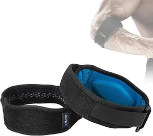 AGPTEK Elbow Brace for Tendonitis and Tennis Elbow 2 Pack, Tennis Golfers Elbow Support Arm Band Pain Relief Elbow Wrap Weightlifting Elbow Strap with Compression Pad for Men & Women