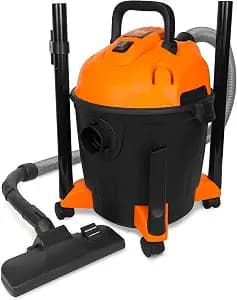 WEN VC4710 10-Amp 5-Gallon Portable HEPA Wet/Dry Shop Vacuum and Blower with 0.3-Micron Filter, Hose, and Accessories,Orange
