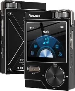 HiFi MP3 Player, Lossless High-Resolution Digital Audio Music Player, Portable Audio Player, DSD DAC FLAC Player, 192Khz/24bit, 64GB Portable Audio Player, Support up to 256GB