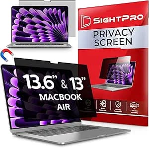 SightPro Magnetic Privacy Screen for MacBook Air 13 & 13.6 Inch (2022-2026, M2-M5) Patented Removable Laptop Privacy Filter Shield and Protector
