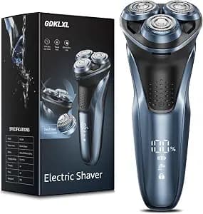 Rechargeable Electric Razor for Men: IPX7 Waterproof 5D Floating Head Shaver - 90-Min Runtime USB-C Fast Charge - Hypoallergenic Blades, Travel Lock