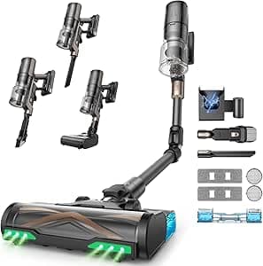 Proscenic P20 Cordless Vacuum Cleaner 70kPa/680W/70Mins, Anti-Tangle Brush, Autonomous Broom Vacuum Cleaner with Flexible Tube for Cleaning Under Furniture Without Bending Up, Floors/Carpets/Pet Hair