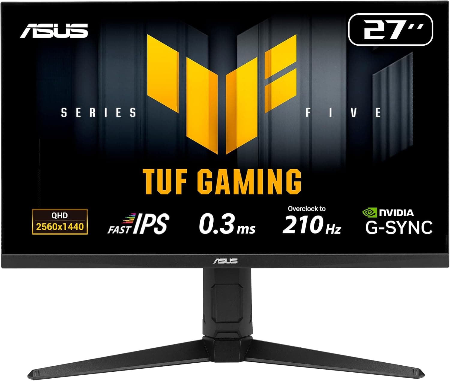 ASUS TUF Gaming VG27AQL5A 27 Zoll WQHD Monitor (210 Hz, 0.3ms GtG, FreeSync, Adaptive Sync, ELMB, GameFast, DisplayHDR 400, Fast-IPS Panel, 16:9, 2560x1440, DP, HDMI, USB-Hub, ergono., Speaker)