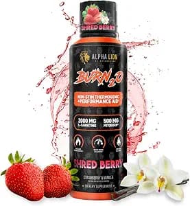 ALPHA LION Burn2O L-Carnitine Liquid 2000mg, Premium Liquid Fat Burner & Pre-Workout Supplement for Men & Women - Natural Energy & Metabolism Booster for Weight Loss - ShredBerry