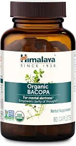 Himalaya Organic Bacopa Monnieri Nootropic Herbal Supplement, Supports Calm, Memory, Cognition, USDA Certified Organic, Non-GMO, 750 mg, 60 Plant-Based Caplets, 60 Day Supply