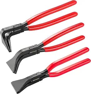 MAXPOWER Sheet Metal Bending Pliers, 3-piece Hand Seamers Sheet Metal Tools with Straight, 45° and 90° Jaws, Sheet Metal Pliers for Roofers, Plumbers, and Metal Processing