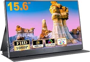 Portable Monitor, 15.6 Inch Portable Mobile IPS Screen, FHD 1920 x 1080 HDR USB C with Type-C HDMI Port, for Laptop/MacBook/PC/Xbox/PS/Switch, with Protective Case