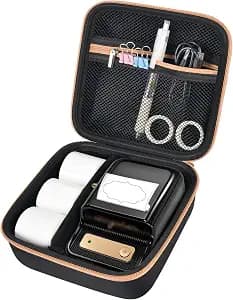 ALKOO Case Compatible with NIIMBOT B21 / B1 Label Maker Wireless Thermal Label Printer, Holder for Inkless Label Maker & Labeling Tapes Refills, with Mesh Pocket for Cable Accessories (Black)
