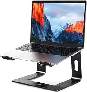BESIGN LS03 Aluminum Laptop Stand, Ergonomic Detachable Computer Stand, Riser Holder Notebook Stand Compatible with Air, Pro, Dell, HP, Lenovo More 10-15.6" Laptops (Black)