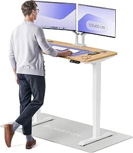 Desktronic HomePro Height-Adjustable Desk (120 x 60 cm) - Height Adjustable Electric Desk with Whisper-Quiet Dual Motor & Touch Screen - High Load Capacity - Bar Table