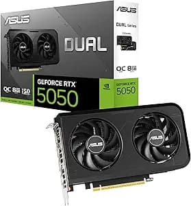 ASUS Dual GeForce RTX™ 5050 8GB GDDR6 OC Edition (PCIe 5.0, 8GB GDDR6, DLSS 4, HDMI 2.1b, DisplayPort 2.1b, 2-Slot, Axial-tech Fan Design, 0dB Technology, Dual BIOS and More)