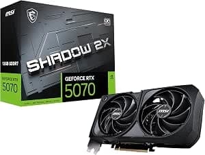 MSI Gaming RTX 5070 12G Shadow 2X OC Graphics Card (12GB GDDR7, 192-bit, Extreme Performance: 2557 MHz, DisplayPort x3 2.1a, HDMI 2.1b, NVIDIA Blackwell Architecture)