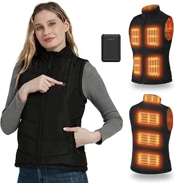 FERNIDA Women's Heated Vest, Heating Vest with 10000 mAh Battery, Heated Vest for Women, Autumn, Winter, Outdoor, Warm, 8 Heating Zones and 3 Temperatures