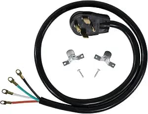 Certified Appliance Accessories 30-Amp Appliance Power Cord, 4 Prong Dryer Cord, 4 Color Coded Wires with Eyelet Connectors, 5ft, Copper Wire