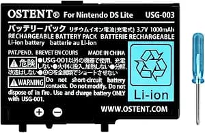 Ostent 3.7V 1000mAh Rechargeable Li-ion Polymer Lithium-ion Battery Pack Tool Kit for Nintendo DSL NDS Lite