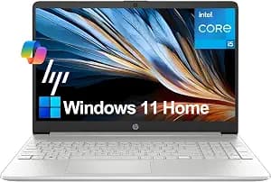 HP 15 Laptop (15.6" FHD Anti-Glare, Intel Core i5 Processor, 16GB RAM, 512GB SSD) for Business, Student, Home, 10-Hr Long Battery Life, Type-C, HDMI, Numpad, Webcam, Wi-Fi, Windows 11 Home, Silver