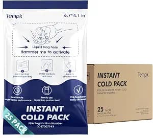 Big 25 Packs(6.7”*4.1“) Instant Cold Packs TUV/SGS Certified | 20mins Long-Lasting Ice Compress for Injuries, Pain Relief, Swelling | Disposable Cold Pack for Athletes, Sprains & First Aid