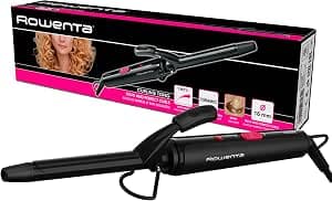 Rowenta 16mm Curling Iron 25W Ceramic Coated 180°C Heat Indicator Cool Tip Defined Curls Fast Results Black & Fuchsia CF2133F0