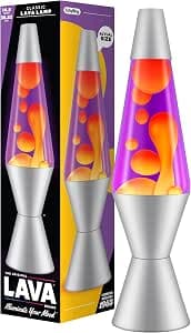 LAVA - Lava Lamp 2125, Yellow Wax, Purple Liquid, Silver Base and Lid, Original 14.5 Inch Motion Lamp from the Brand LAVA