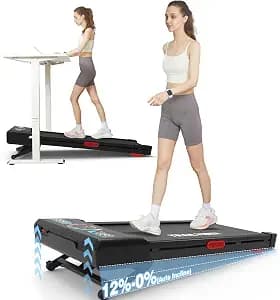 Walking Pad Treadmill with 12% 9-Level Auto Incline, 450 lbs Capacity RGB LED Screen, Bluetooth Speaker Under Desk Treadmill, Compact Treadmills for Home Hiking