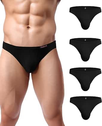 Avidlove Men's Modal Briefs Underwear Multipack Soft Classic Slip Underpants Sexy Low Rise Panties with No Front Opening 4-Pack