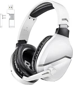 Wireless Gaming Headset with Noise Canceling Microphone for PS5, PC, PS4, 2.4G/Bluetooth Gaming Headphones with USB and Type-c Connector, Wired Mode for Controller Gamecube
