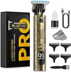 Solati Beard Trimmer for Men, Professional Hair Clippers & Electric Shaver Grooming Kit, Precision T-Blade Cordless Hair Trimmer with LCD Display Mens Gifts | 180-min Running time, Metal Wire Drawing Process, Type-C Rechargeable, Cordless Electric Shaver & Razor, Edgers Trimmer