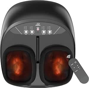 Snailax Fußmassagegerät mit Wärme, Shiatsu-Fußmassagegerät mit Kneten Kompression Vibration, elektrisches Massagegerät für Fuß, Fußwärmer mit Fernbedienung, Geschenke für Frauen/Männer