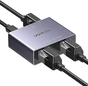 UGREEN 1000Mbps Ethernet Splitter 1 to 2, Plug and Play, 2 Devices Simultaneously Networking, 3FT USB Power Cable, RJ45 Internet Ethernet Switch for PC, Laptop, PS5, Xbox, TV