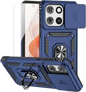 for Moto G Stylus 2025/2026 Case, with Camera Lens Cover HD Screen Protector, Military-Grade Drop Tested Magnetic Ring Holder Kickstand Protective Phone Case for Moto G Stylus 2025/2026 (Navy Blue)