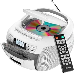 CD Player mit Kassette, Kassettenspieler, Kassettenrekorder, Radio mit CD und Kassette, CD Player mit Radio & USB, Bluetooth CD-Player (Weiß)