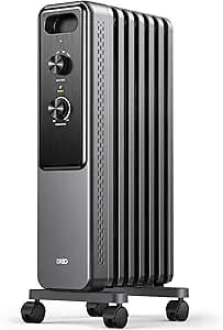 DREO Radiator Heater, Dual Knobs, 8 Safety Protection, 1500W Electric Space Heaters for Indoor Use Large Room, Energy Saving, Quiet Oil Filled Radiator for Bedroom, Adjustable Thermostat