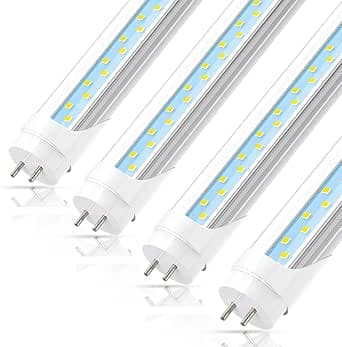 JESLED 2FT T8 LED Tube Light, 12W(30W Equivalent), 1680LM, 6000K, Ballast Bypass, 24 Inch F17T8 Fluorescent Bulb Replacement, Dual Ended, 24” Lighting Tube Fixture (4-Pack)