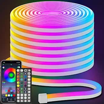 AILBTON 50FT Led Neon Rope Lights Control with App/Remote,Flexible Led Rope Light,Multiple Modes,IP65 Outdoor RGB Lights Waterproof,Music Sync Gaming Led Neon Strip Light for Bedroom Decor