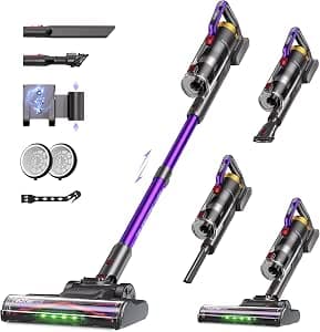 UNINELL HOME Battery Vacuum Cleaner 48000 Pa/550 W/65 Min, Vacuum Cleaner Wireless Self-Charging with LED Display, Battery Vacuum Cleaner, Anti-Tangle Brush, Super Quiet for Carpets, Hard Floors and