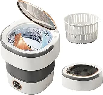 Portable Washing Machine 20L —Small Foldable Washer with Spin Basket | 3 Mode Deep Clean — Mini Laundry Machine for Travel, Dorms, Camping, Ideal for Baby Clothes, Underwear, Socks Gray